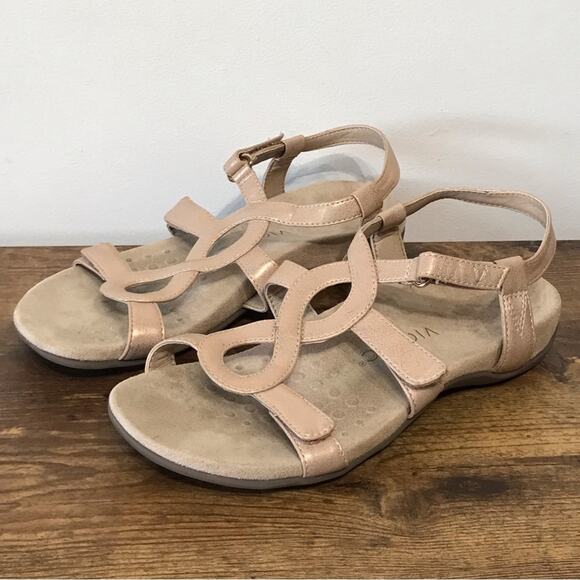 Vionic Jodie Adjustable Backstrap Sandals Metallic Pink Tan - Picture 1 of 15